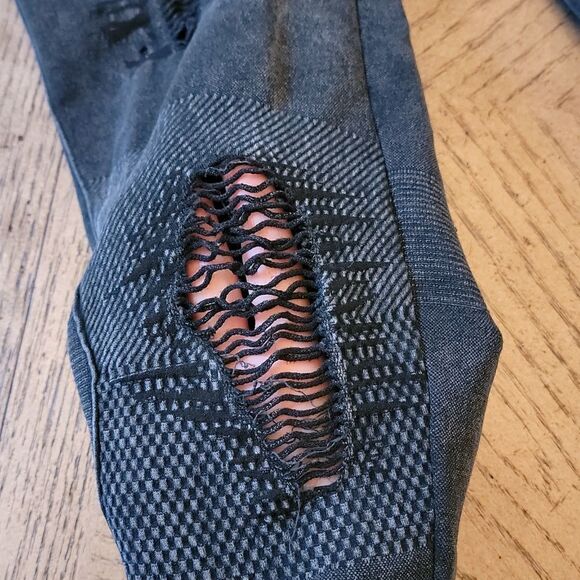 Charcoal distressed denim like leggings size S - Picture 5 of 10